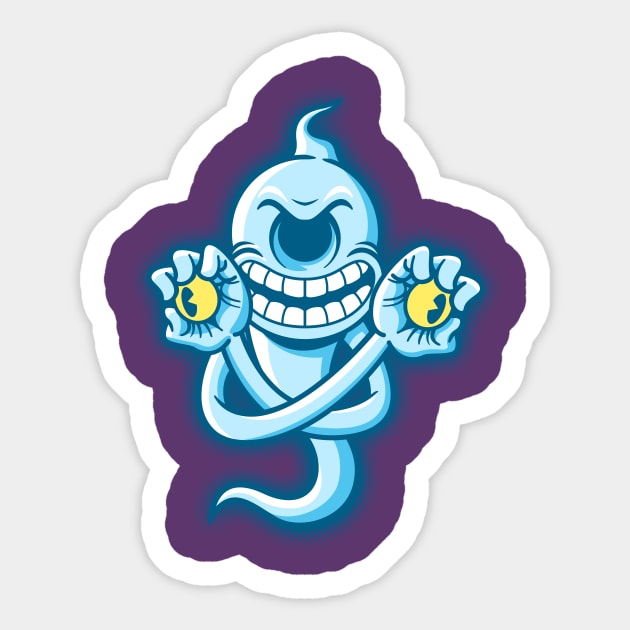 Cuphead Ghost Sticker by RynoArts